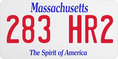 MA license plate 283HR2
