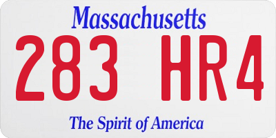 MA license plate 283HR4