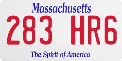 MA license plate 283HR6