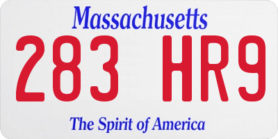 MA license plate 283HR9