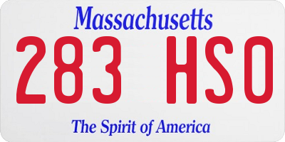 MA license plate 283HS0