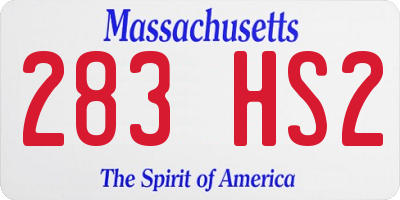 MA license plate 283HS2