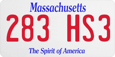 MA license plate 283HS3
