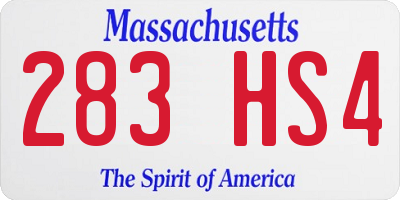 MA license plate 283HS4