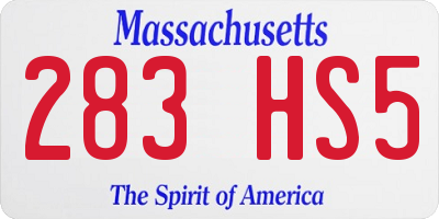 MA license plate 283HS5