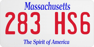 MA license plate 283HS6