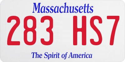 MA license plate 283HS7