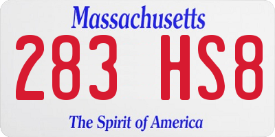 MA license plate 283HS8