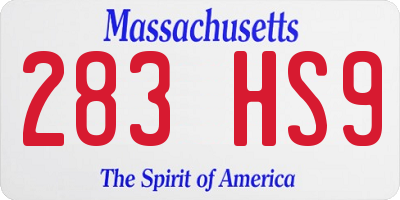 MA license plate 283HS9