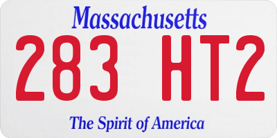 MA license plate 283HT2
