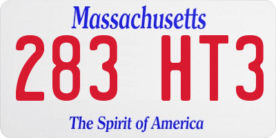 MA license plate 283HT3