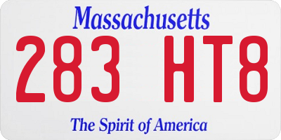MA license plate 283HT8