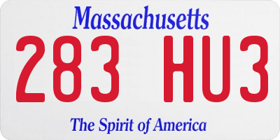 MA license plate 283HU3