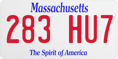 MA license plate 283HU7