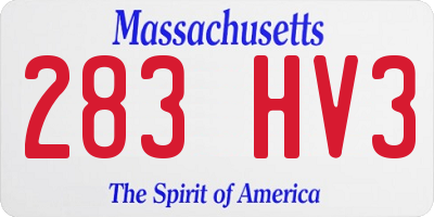 MA license plate 283HV3