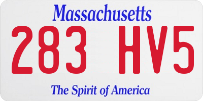 MA license plate 283HV5