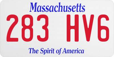 MA license plate 283HV6