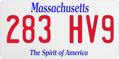 MA license plate 283HV9