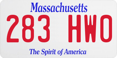 MA license plate 283HW0