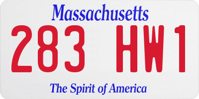 MA license plate 283HW1