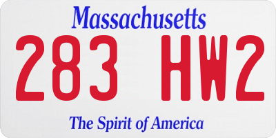 MA license plate 283HW2