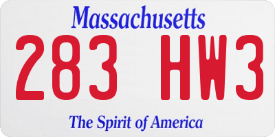 MA license plate 283HW3