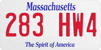 MA license plate 283HW4