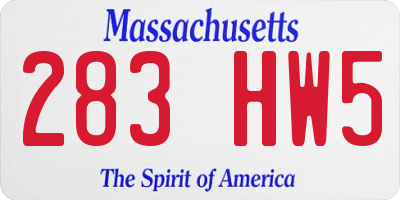 MA license plate 283HW5
