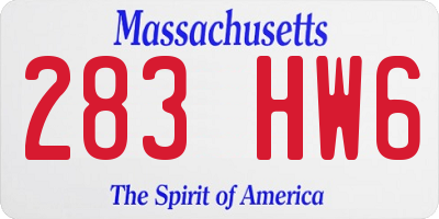 MA license plate 283HW6
