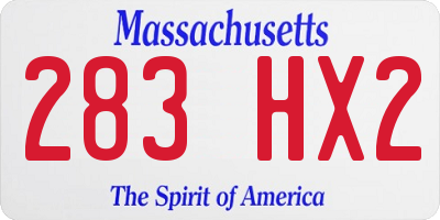 MA license plate 283HX2