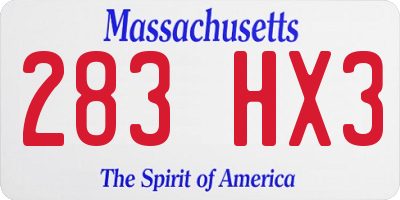 MA license plate 283HX3
