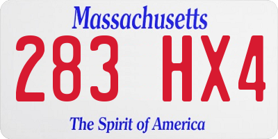 MA license plate 283HX4