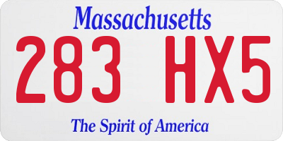 MA license plate 283HX5