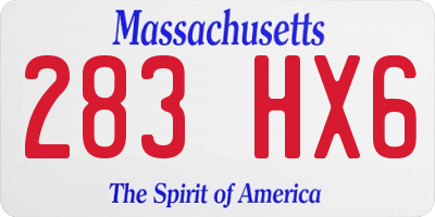 MA license plate 283HX6