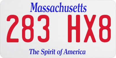 MA license plate 283HX8