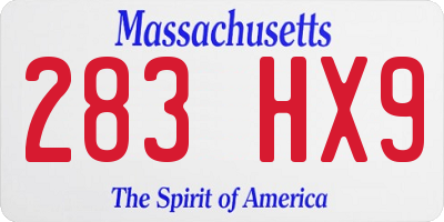 MA license plate 283HX9