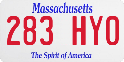 MA license plate 283HY0