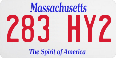 MA license plate 283HY2