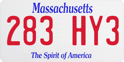 MA license plate 283HY3