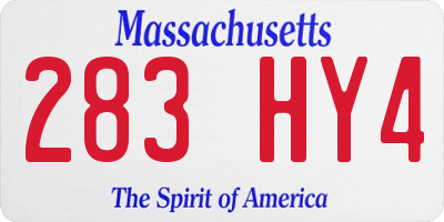 MA license plate 283HY4