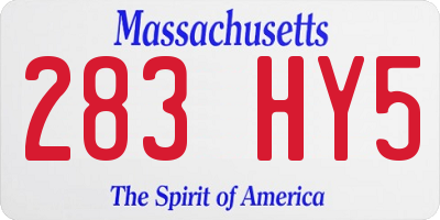 MA license plate 283HY5