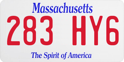 MA license plate 283HY6