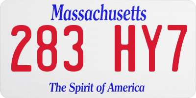 MA license plate 283HY7