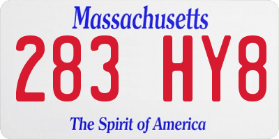 MA license plate 283HY8
