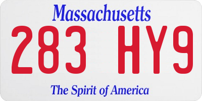 MA license plate 283HY9