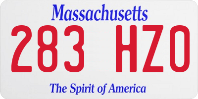 MA license plate 283HZ0