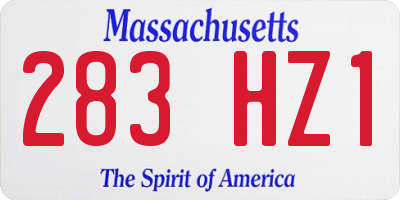 MA license plate 283HZ1