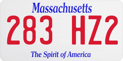 MA license plate 283HZ2