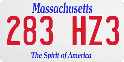 MA license plate 283HZ3