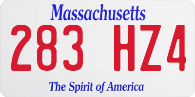 MA license plate 283HZ4